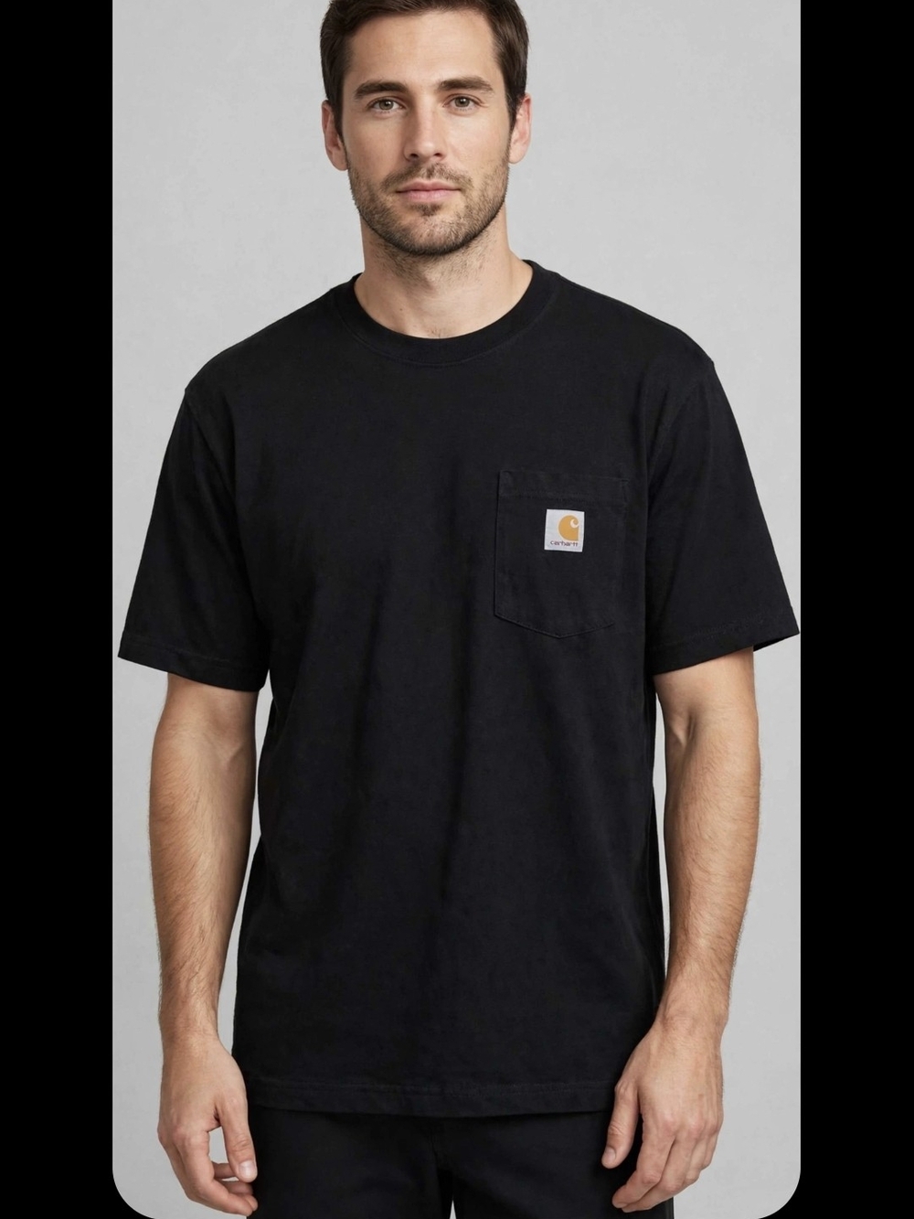 Carhartt Short-Sleeve Black Pocket Tee with Logo Patch